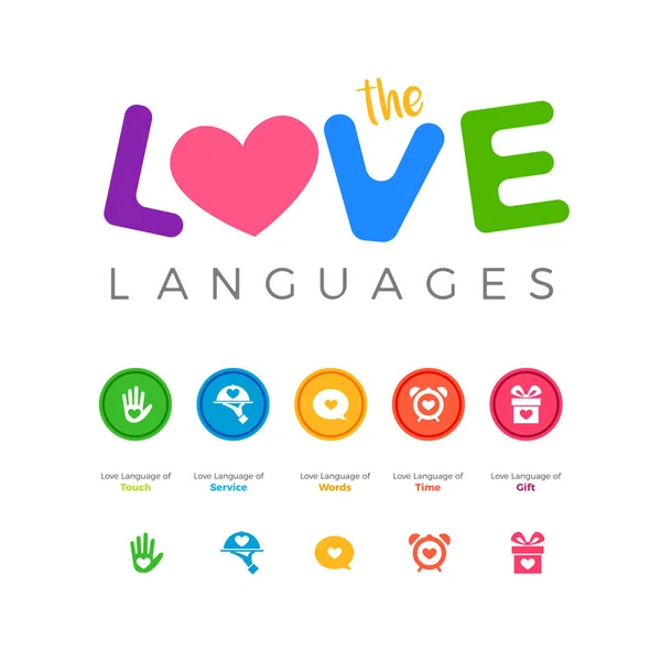 Five Love language. Vector Illustration — Stock Vector