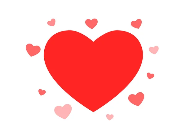 Ett stort rött hjärta omgivet av kärlek — Stock vektor