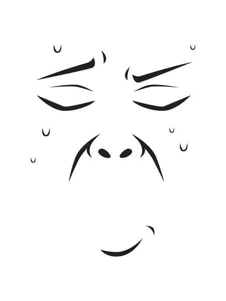Long Face Expression - Sweat on the Face (en inglés). Ilustración vectorial aislada — Archivo Imágenes Vectoriales