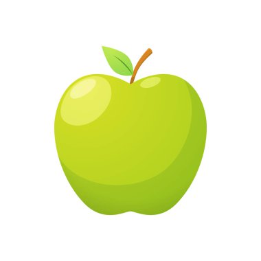 Yeşil bir elma. İzole Vektör İllüstrasyonu