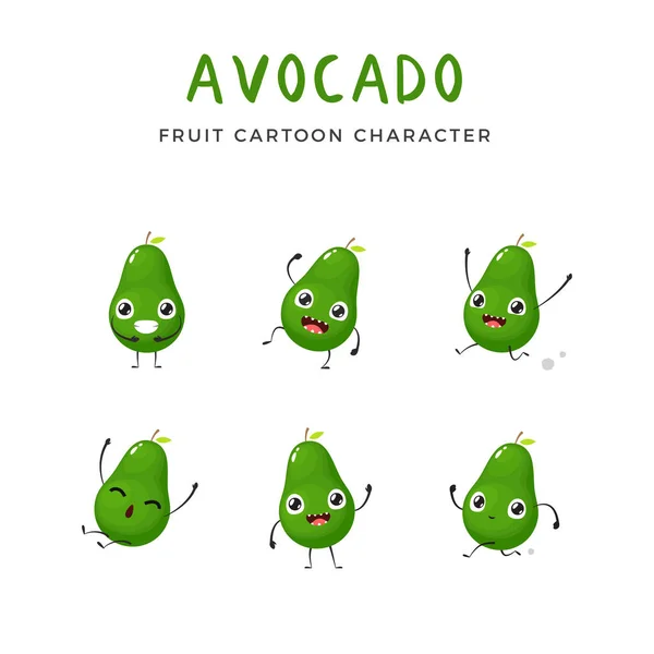 Mascotte verde avocado. Illustrazione vettoriale — Vettoriale Stock