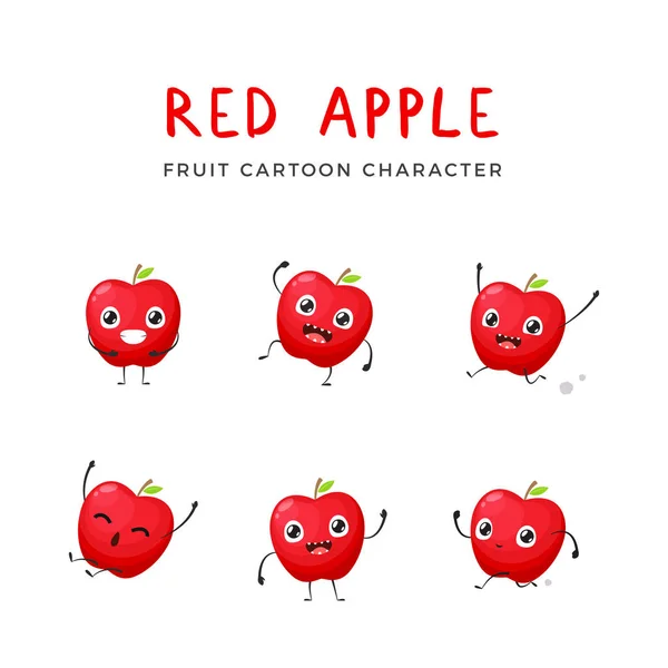 La mascota de la manzana roja — Vector de stock