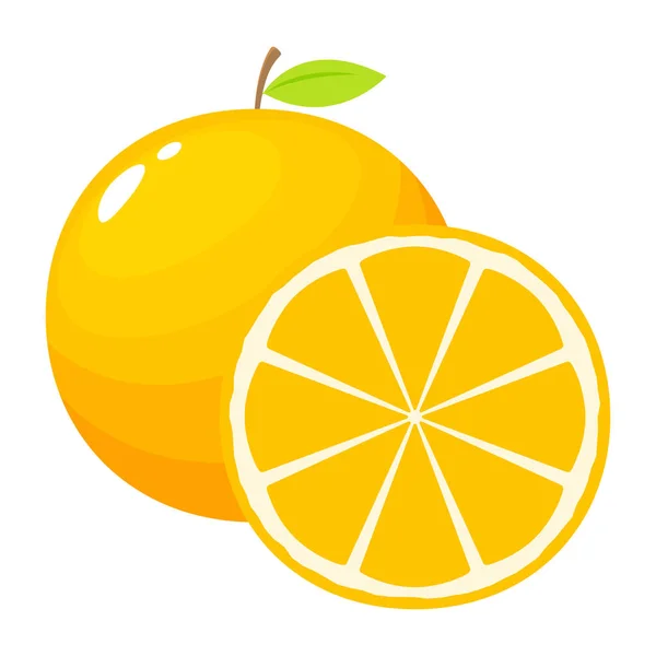 Pomarańczowy owoc ilustracja z cięciem. — Wektor stockowy
