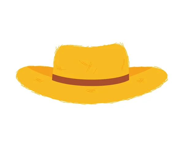 Amarillo sombrero de paja de dibujos animados. Ilustración vectorial — Vector de stock