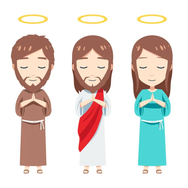 Jesus com Maria e José. Ilustração vetorial —  Vetores de Stock