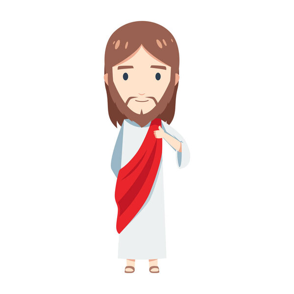 Cute Jesus is giving a thumb. Isolated Vector illustration