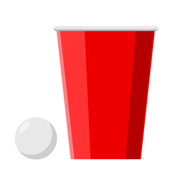 Beer pong with red cup. Isolated Vector Illustration — Stock Vector