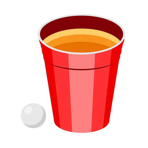 Пиво-понг с красной чашкой. Изолированная векторная иллюстрация — стоковый вектор