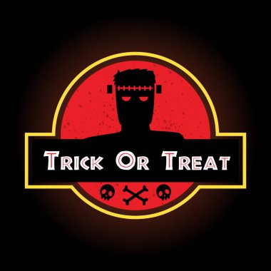 Cadılar bayramı kırmızı etiketi: Kafa dikişli yaratık