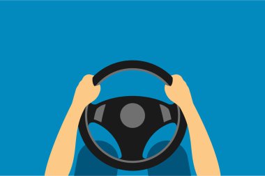 Mavi arka planda sürüyorum. İzole Vektör İllüstrasyonu