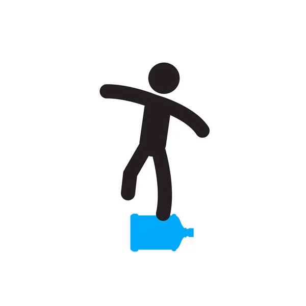 Stickman está montando una gran botella de agua — Vector de stock