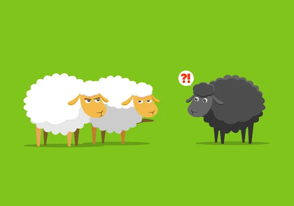 Oveja blanca culpa a la oveja negra — Vector de stock