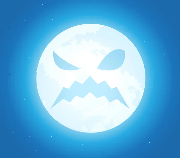 La Luna de Halloween con la cara ofendida — Archivo Imágenes Vectoriales