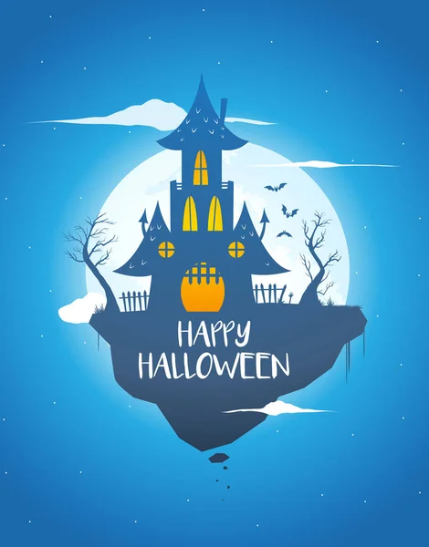 Zwevend spookkasteel. Geïsoleerde vectorillustratie — Stockvector