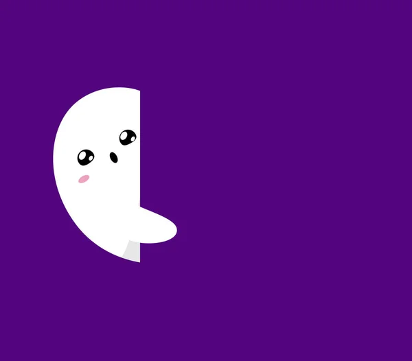 Ghost is hiding beside purple background — 스톡 벡터