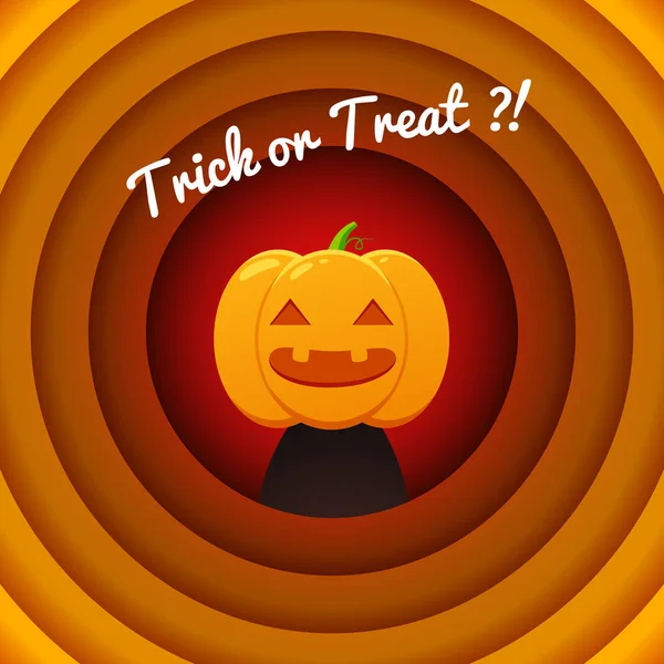 Halloween dýňové přání ve vrstvené oranžové kruh — Stockový vektor