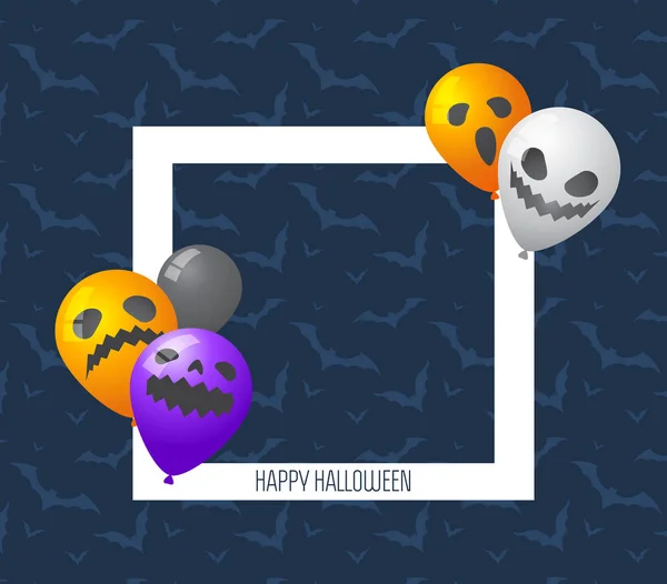 Cadre Halloween avec ballon effrayant en arrière-plan sombre — Image vectorielle