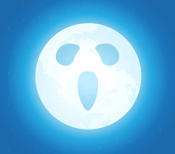 The Halloween Moon with spooky face — 스톡 벡터