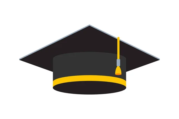 Černá maturitní čepice. Izolovaná vektorová ilustrace — Stockový vektor