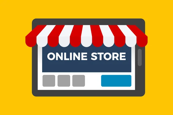 Online winkel in smartphone tablet — Stockvector