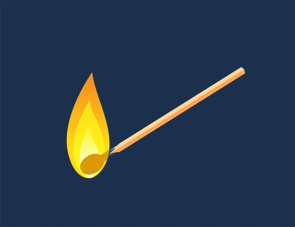 Fiery Matchstick en ángulo diagonal — Vector de stock