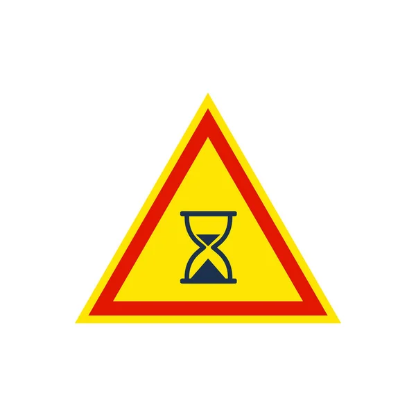 Icône en verre heure à l'intérieur du panneau de route triangle — Image vectorielle