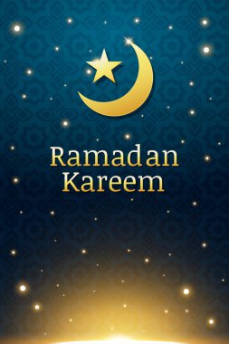 Ramazan Kareem 'in yatay kartı. Vektör İllüstrasyonu