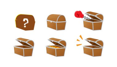 a set of Wood treasure chests clipart