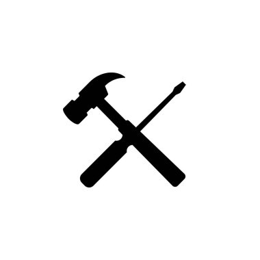 Çekiç ve tornavida. İzole Vektör İllüstrasyonu