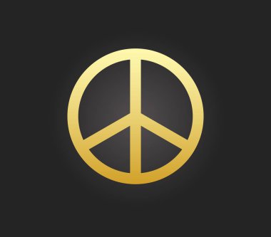 Altın barış işareti. İzole Vektör İllüstrasyonu