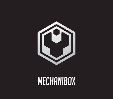 Altıgenin içinde gümüş anahtar ve cıvata