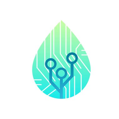 Su üzerindeki soyut Dijital Devre. Vektör İllüstrasyonu