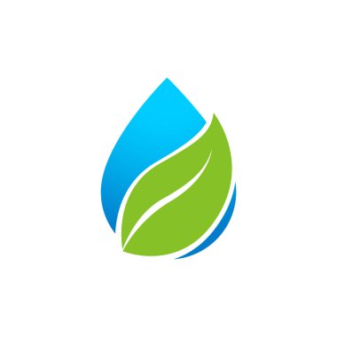 Yeşil yaprak ve suyun soyut işareti