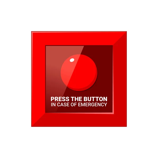 Το κόκκινο κουμπί έκτακτης ανάγκης. Μεμονωμένη απεικόνιση διανύσματος — Διανυσματικό Αρχείο