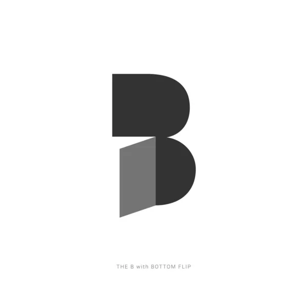 Abstrakt svart bokstav B med flip på botten — Stock vektor