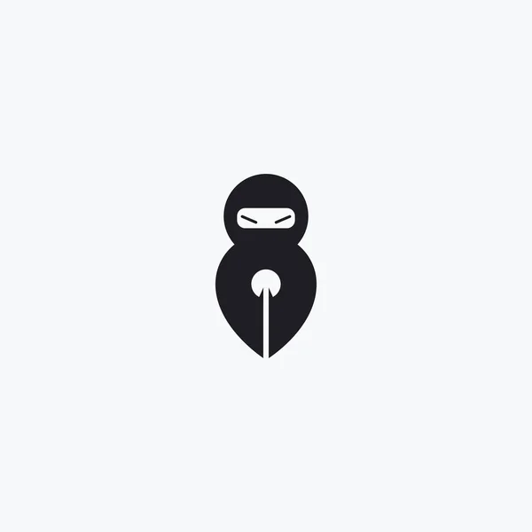 Signo abstrato de Pen Ninja. Ilustração Vectorial Isolada — Vetor de Stock