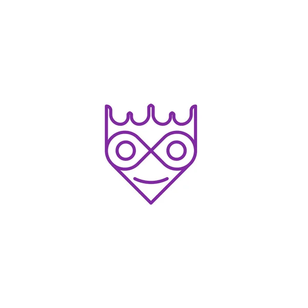 Signo abstracto de rey escritor nerd con contorno púrpura — Vector de stock