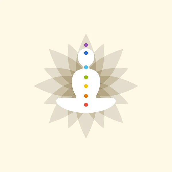 Silhouette abstraite de méditation avec couleur chakra — Image vectorielle