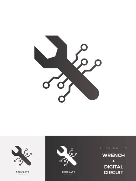 Circuit Wrench logo met combinatie beschrijving — Stockvector