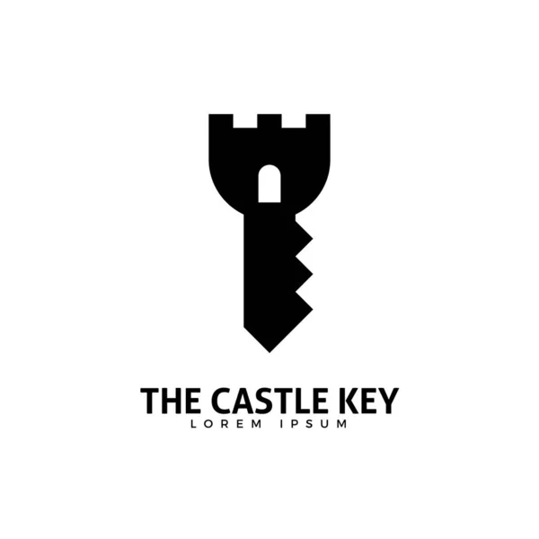 Abstract logo of a key and the castle. Isolated Vector Illustration — Stock vektor