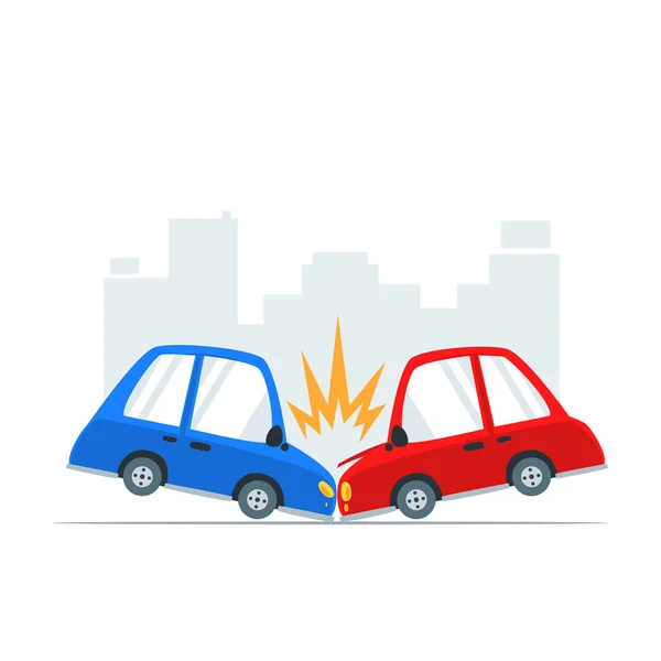 Blue and Red Car Crash. Isolated Vector Illustration — Stock vektor