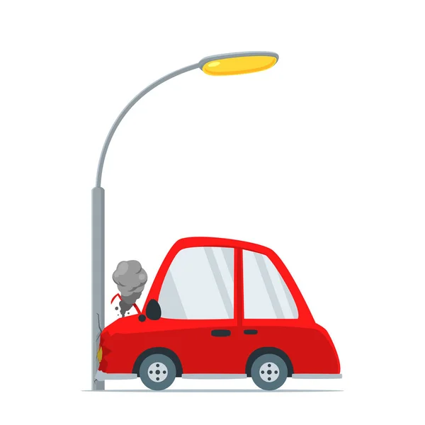 Car Crash Light Poles. Isolated Vector Illustration — Stock Vector