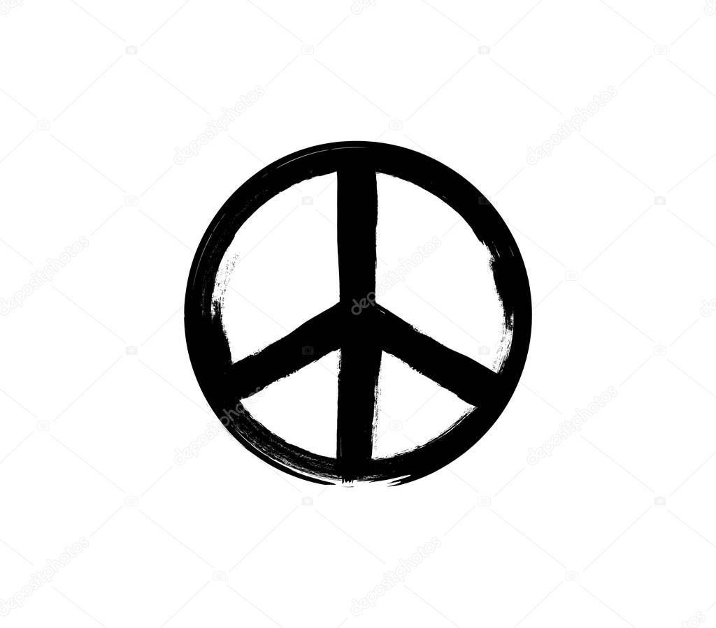 peace sign in grunge style. Isolated Vector Illustration