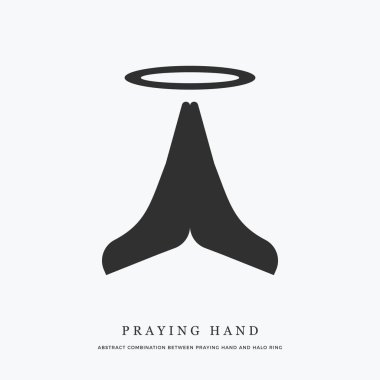 Dua Eden El 'in soyut bir işareti. İzole Vektör İllüstrasyonu.