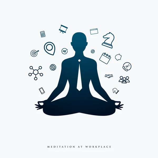 A businessman is doing meditation. Isolated Vector Illustration. — 스톡 벡터