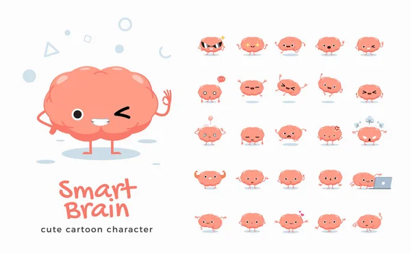 Beyin 'in karikatür görüntülerinin vektör kümesi. Vektör İllüstrasyonu.