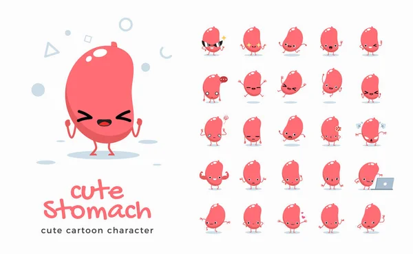 Vector set of cartoon images of Stomach. Vector Illustration. — 스톡 벡터