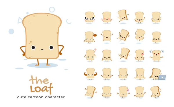 Vector set of cartoon images of Bread Loaf. Vector Illustration. — 스톡 벡터