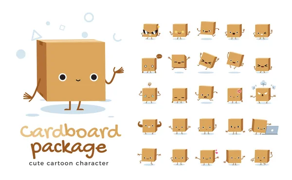 Vector set of cartoon images of Cardboard Box. Vector Illustration. Royalty Free Stock Vectors