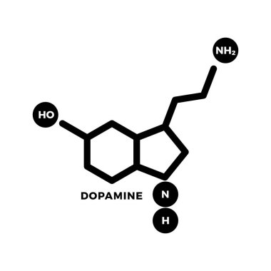 Dopamin, insan hormonu molekülü. İzole Vektör İllüstrasyonu.